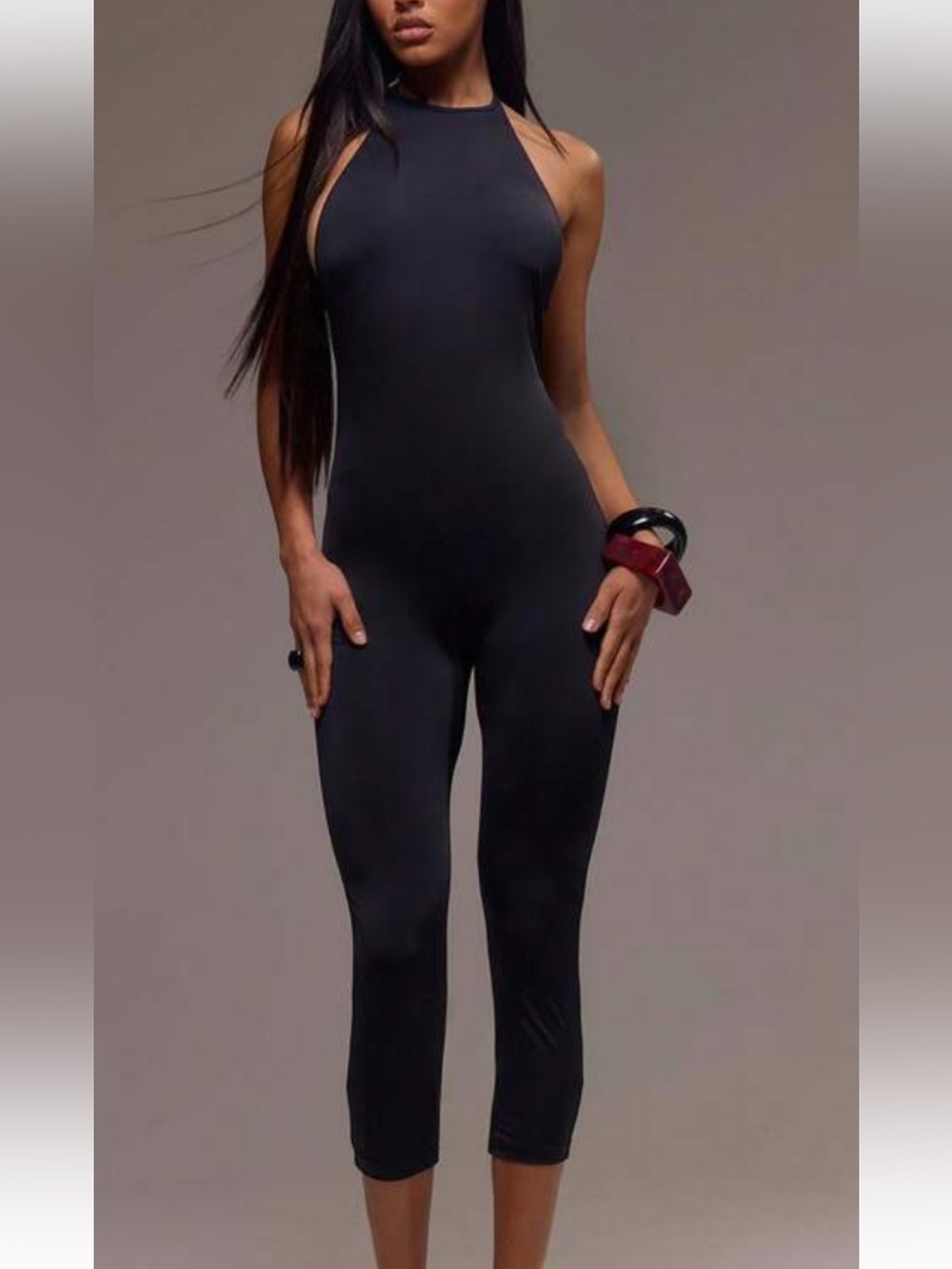Women’s Black Halter-Neck Fitted Jumpsuit